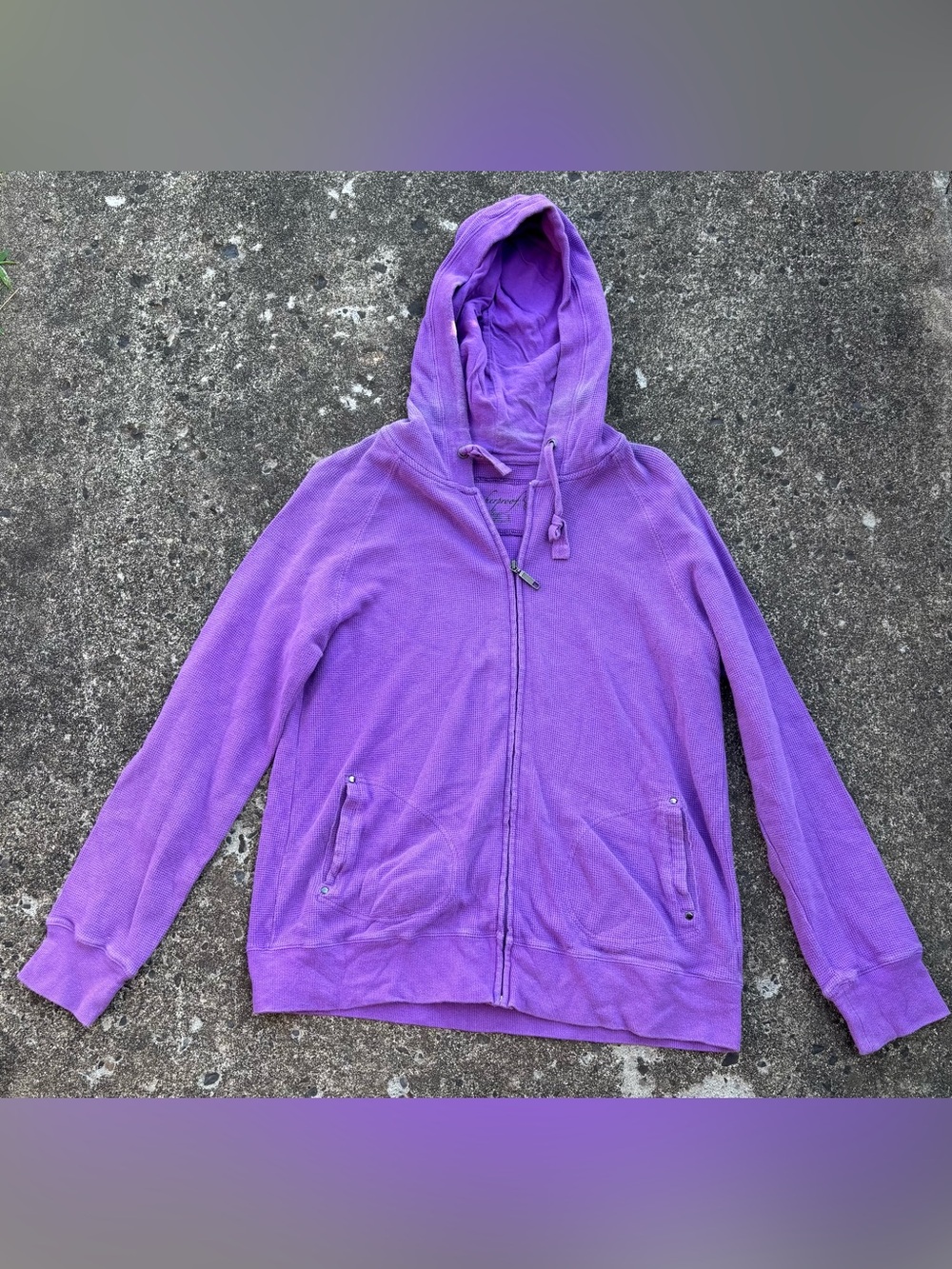 Weatherproof Purple Waffle-Knit Zip Hoodie